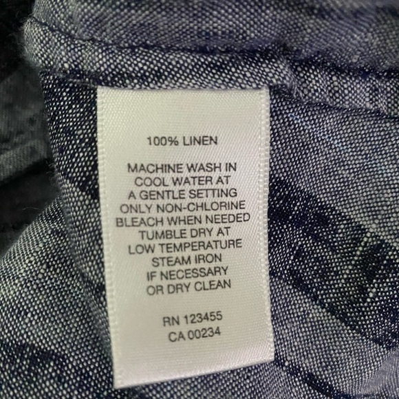 Lord & Taylor Blue Striped Sleeveless Linen Midi Dress Size Large - Picture 5 of 5